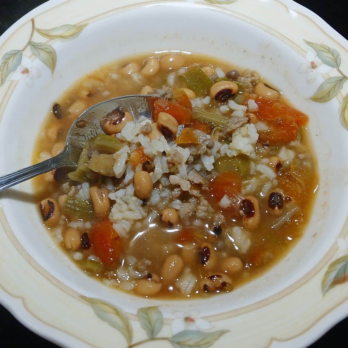 hoppin john soup with blackeyed peas