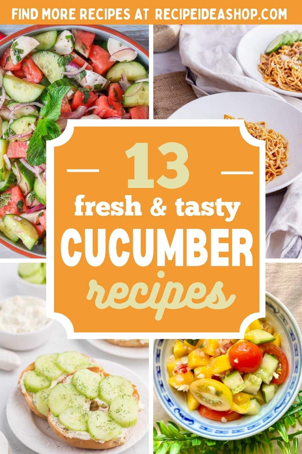 4 image vertical collage with cucumber recipes