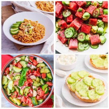 collage with 4 images cucumber recipes