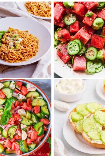 collage with 4 images cucumber recipes