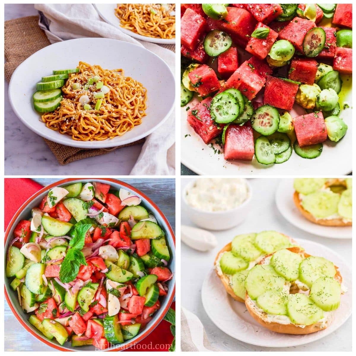 4 image collage cucumber recipes