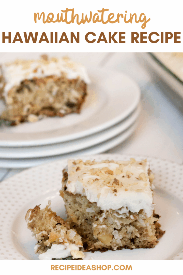vertical image with Hawaiian cake with text