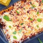 top side view of homemade lasagna