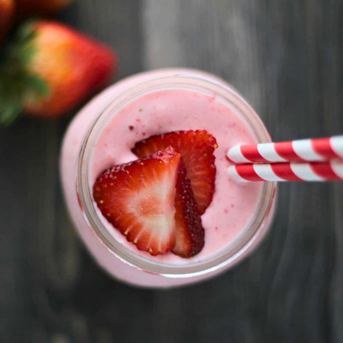 top view close up of strawberry lemonade shake