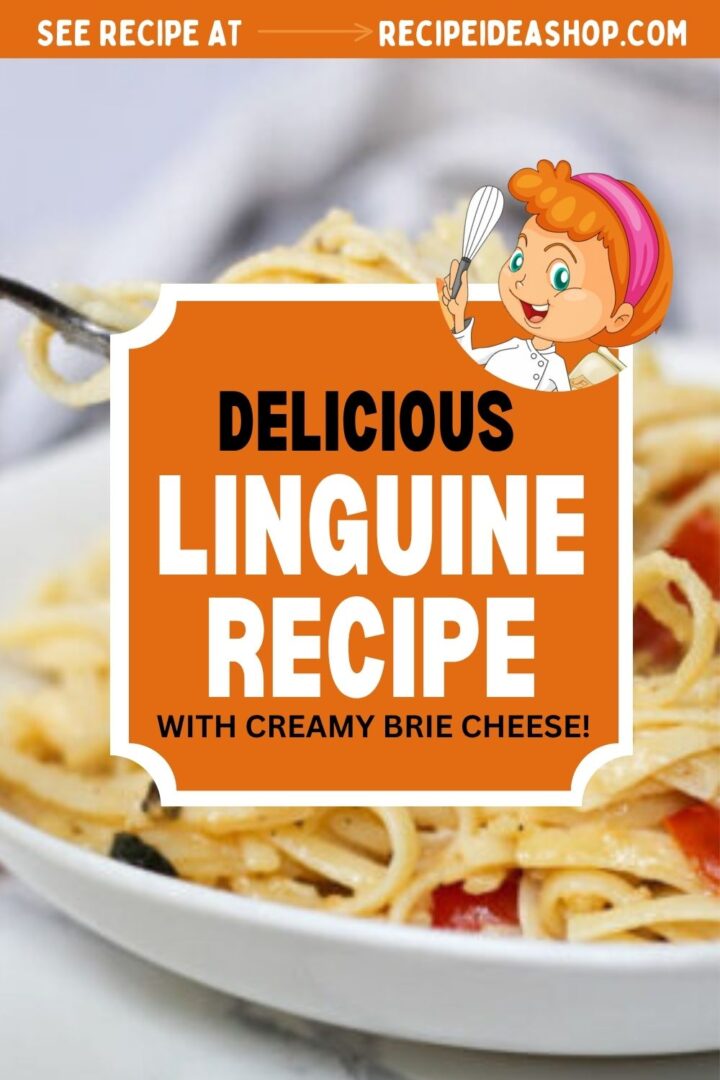 vertical image linguine recipe with text