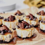 top view of mini turtle cheesecakes