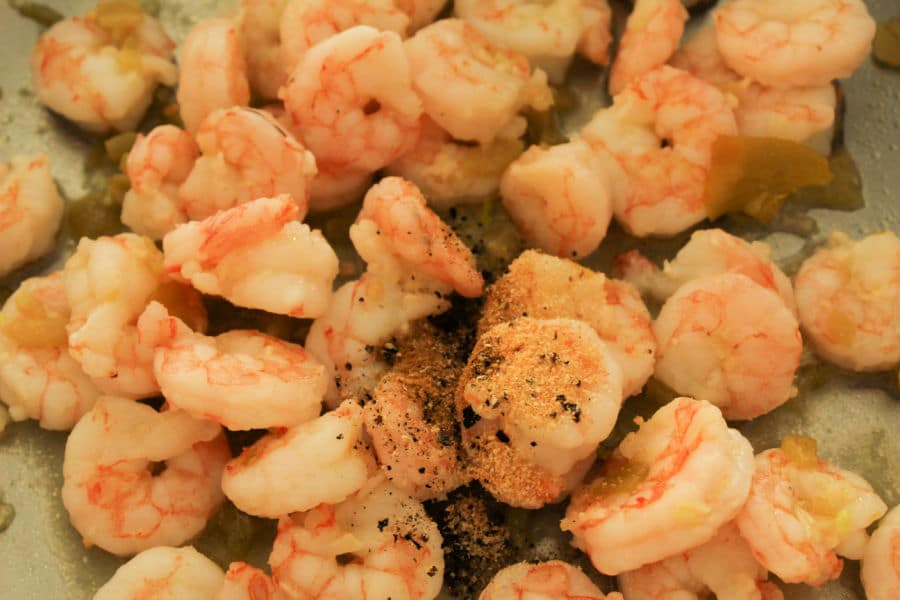 cooking shrimp in pan