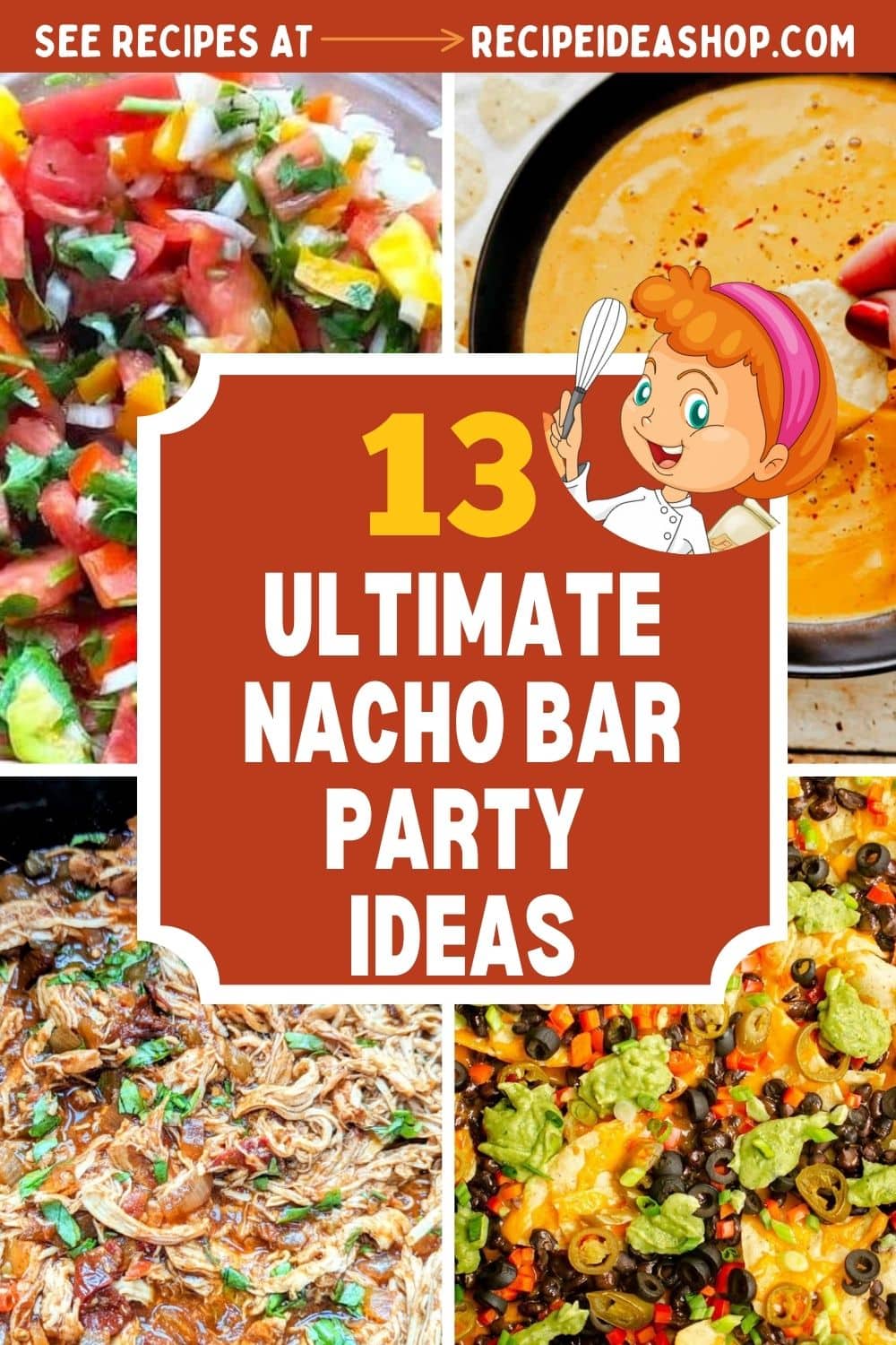 collage with nacho bar party recipes