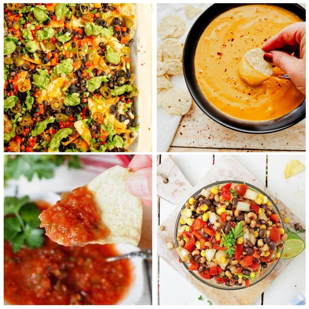 collage with 4 images nacho bar recipes