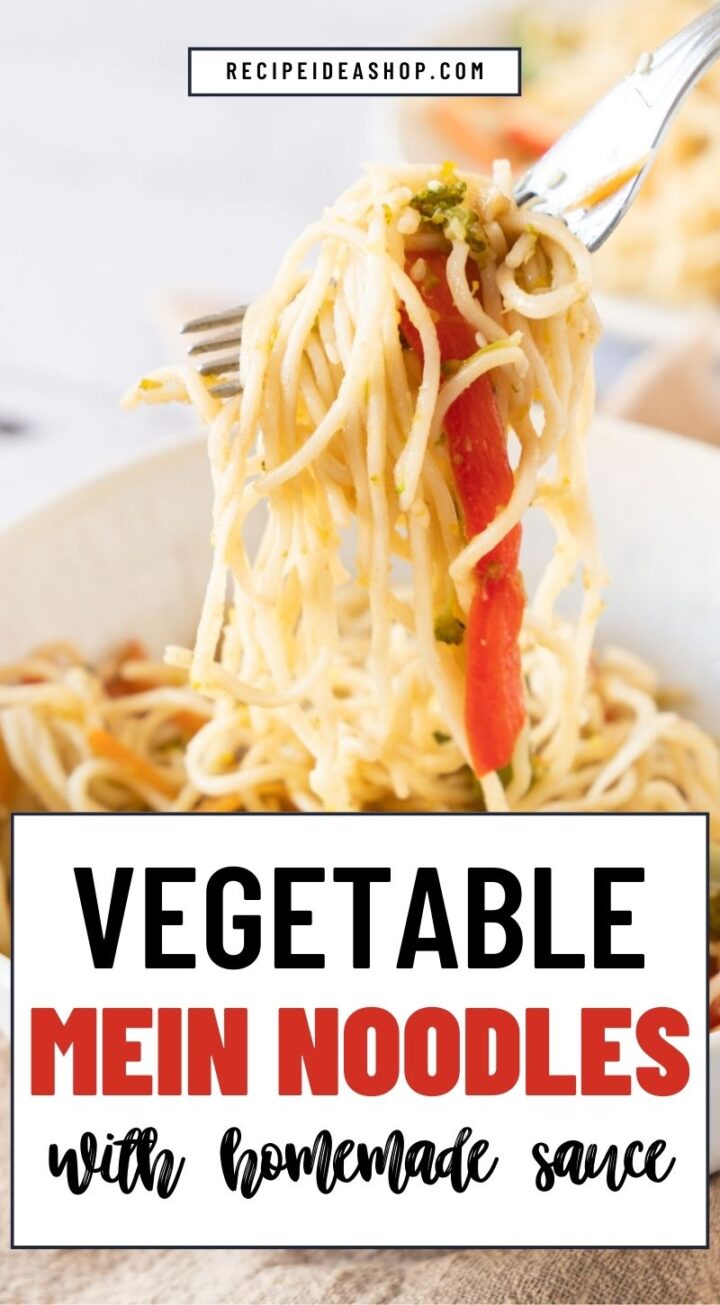 vertical image with vegetable mein noodles