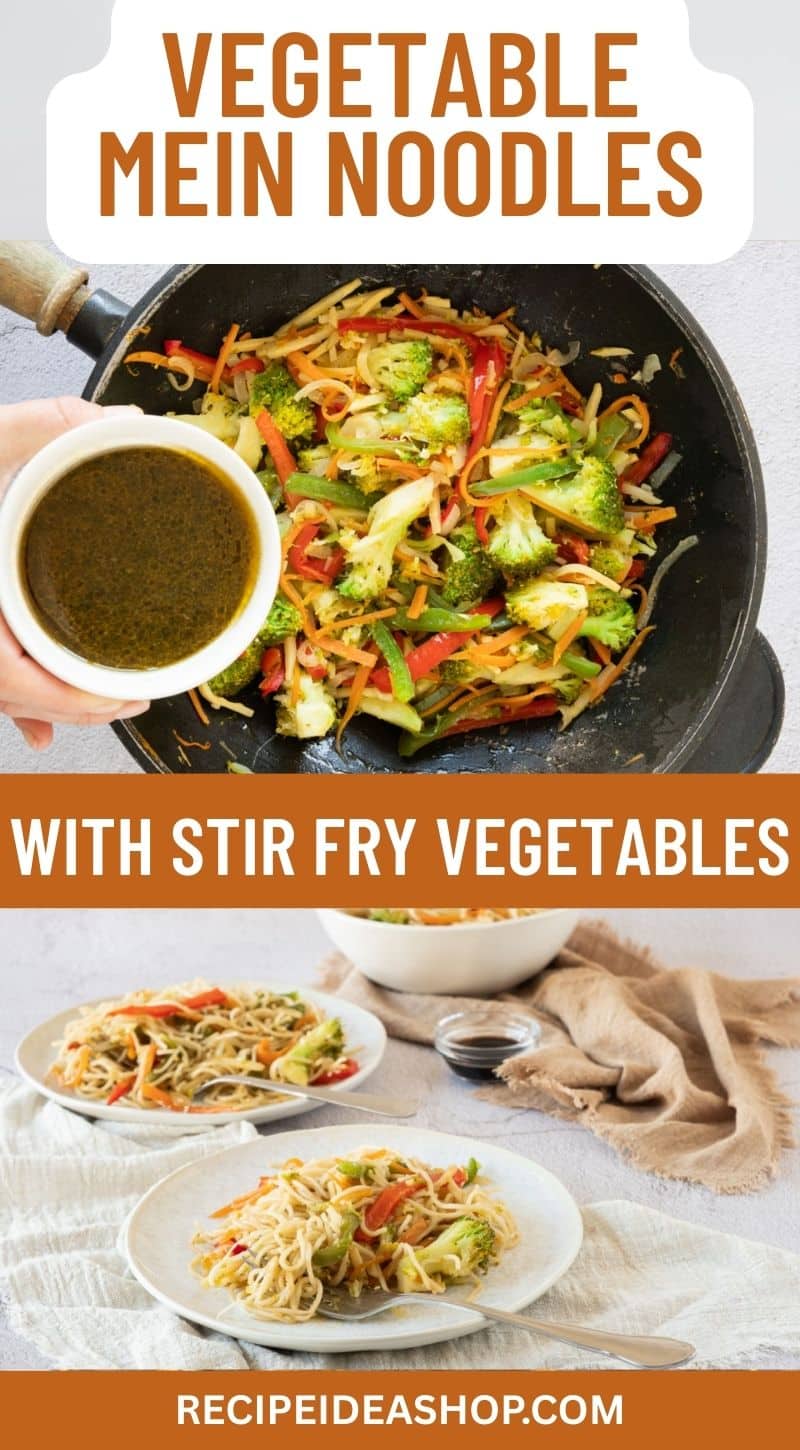 vegetable mein noodles collage