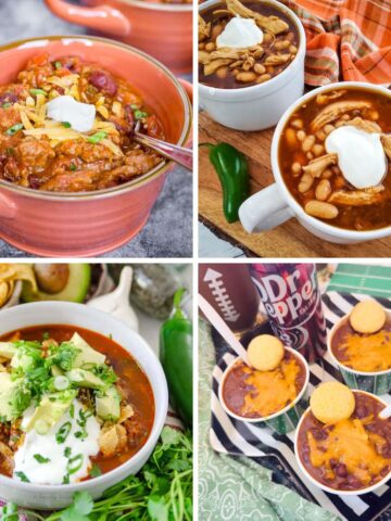 collage with 4 images chili recipes