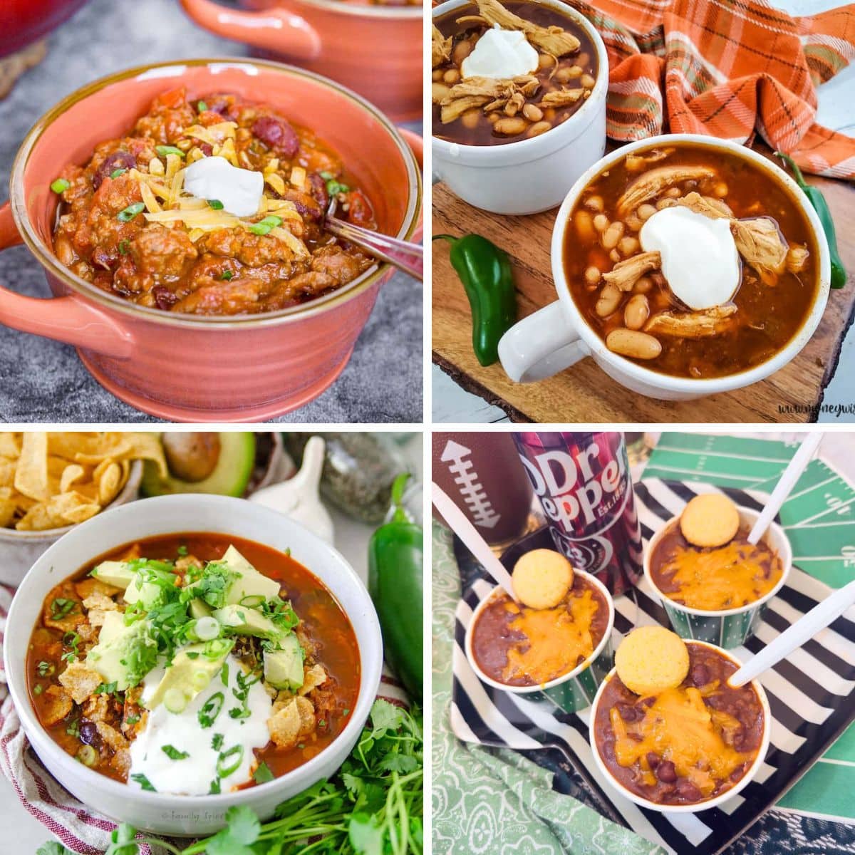 4 image collage chili recipes