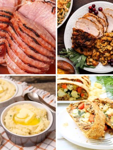 collage with 4 images Friendsgiving Dinner Ideas