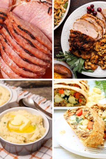 collage with 4 images Friendsgiving Dinner Ideas