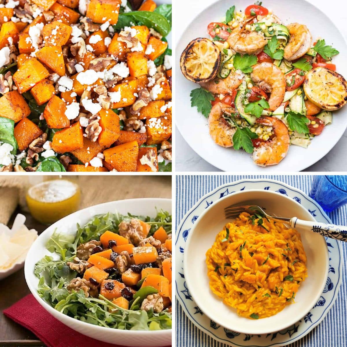 4 image collage squash recipes