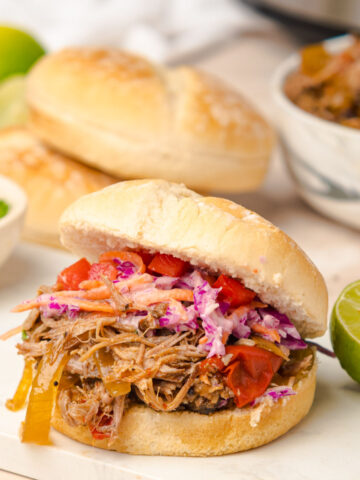 front view of Tex Mex Pulled Pork sandwich