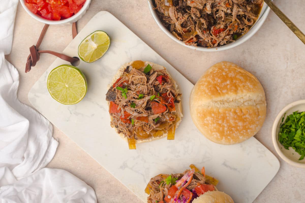 serving pulled pork on buns