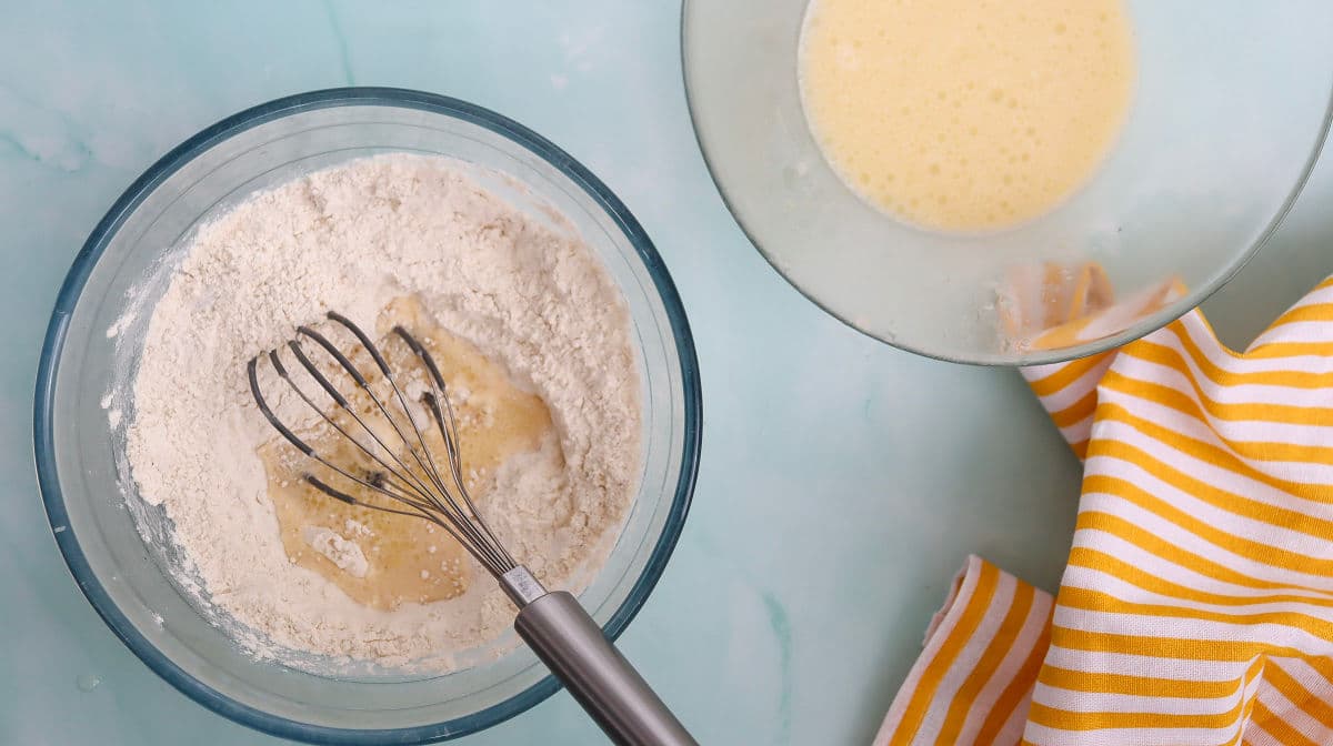 mixing dry and wet ingredients