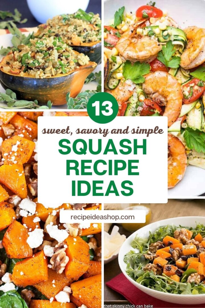 4 image collage with squash recipes