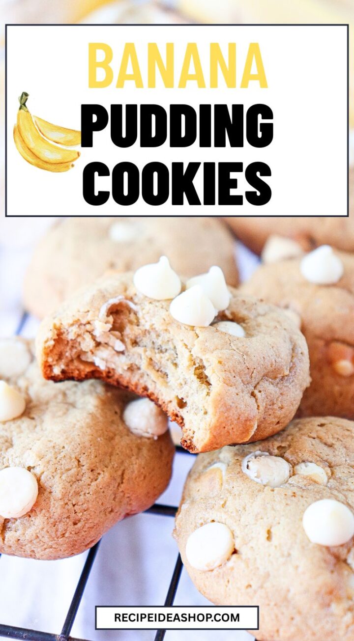 banana pudding cookies with text overlay