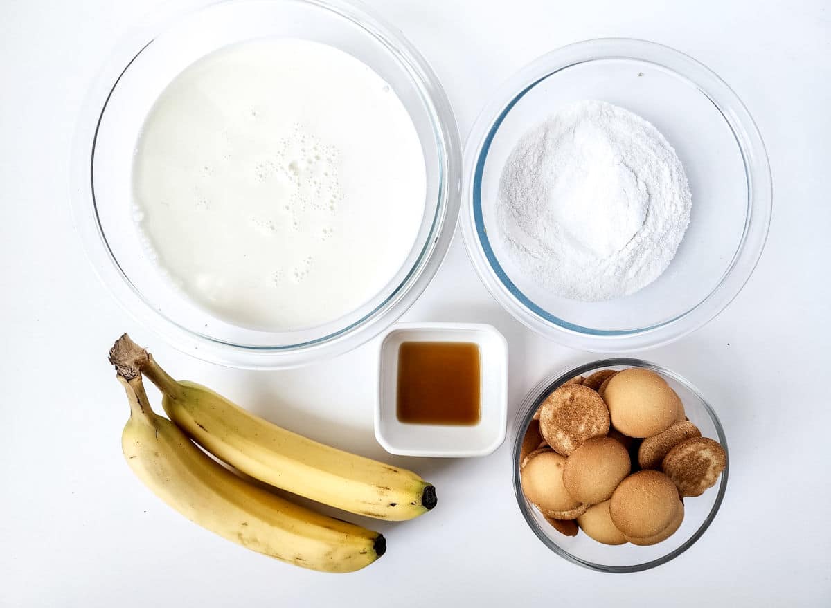 ingredients for banana pudding jars