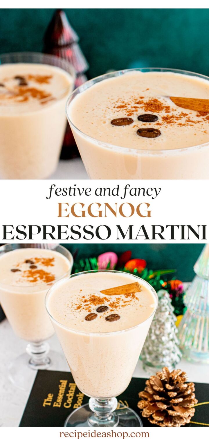 2 image collage Eggnog Espresso Martini