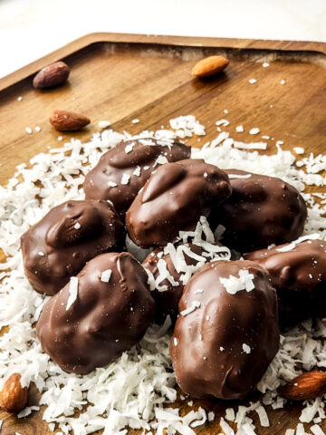 close up of almond joy bites
