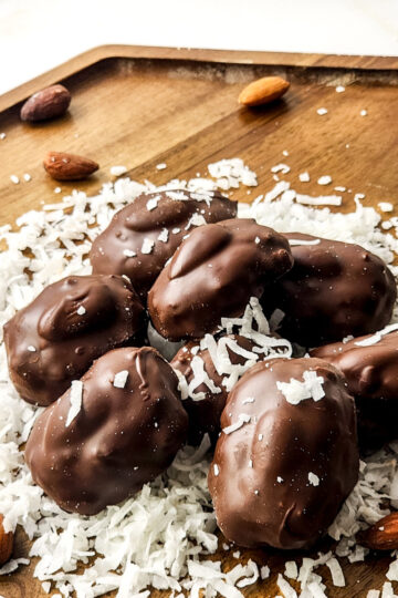 close up of almond joy bites