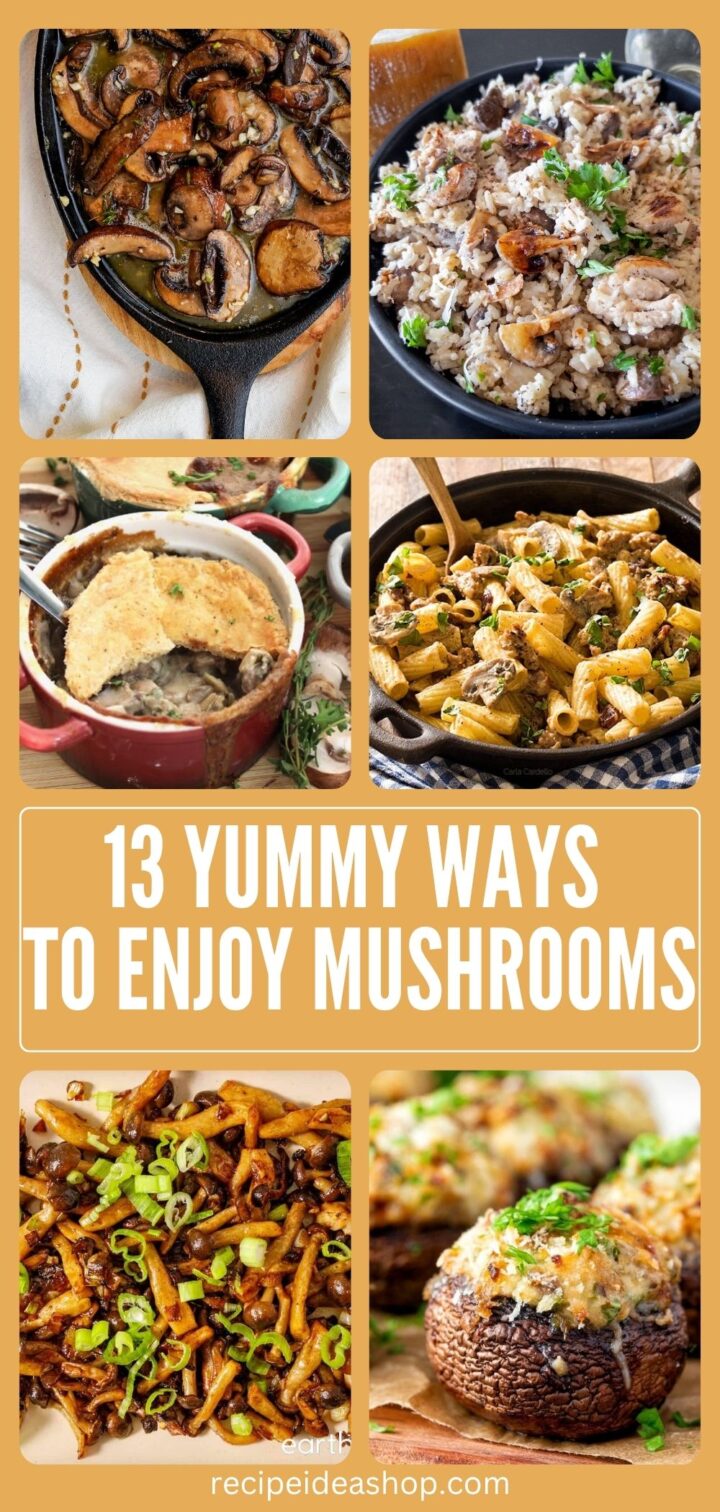 6 image collage mushroom recipes