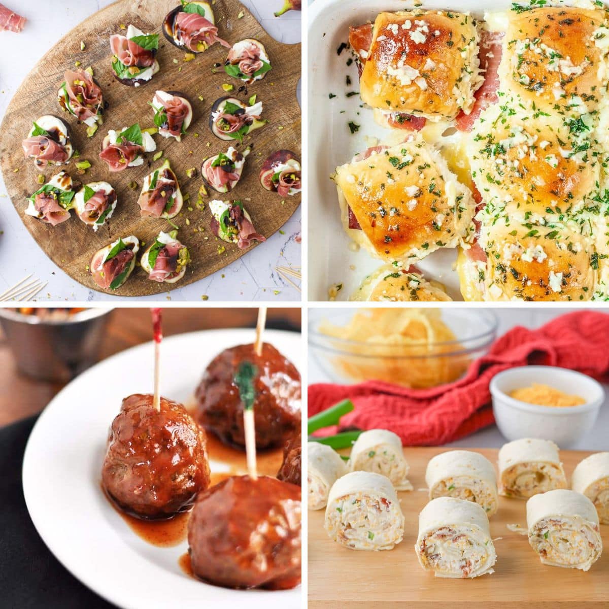 4 image collage Party Buffet Food recipes