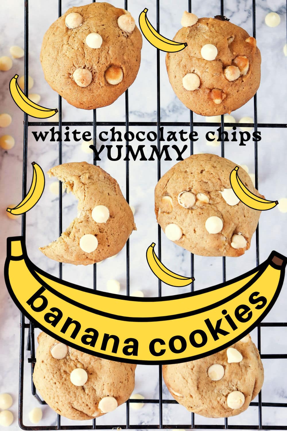 How to make delicious banana cookies with white chocolate chips and banana pudding mix.