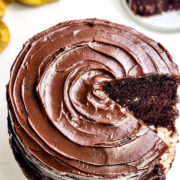 Copycat Matilda's Chocolate Cake with slice removed