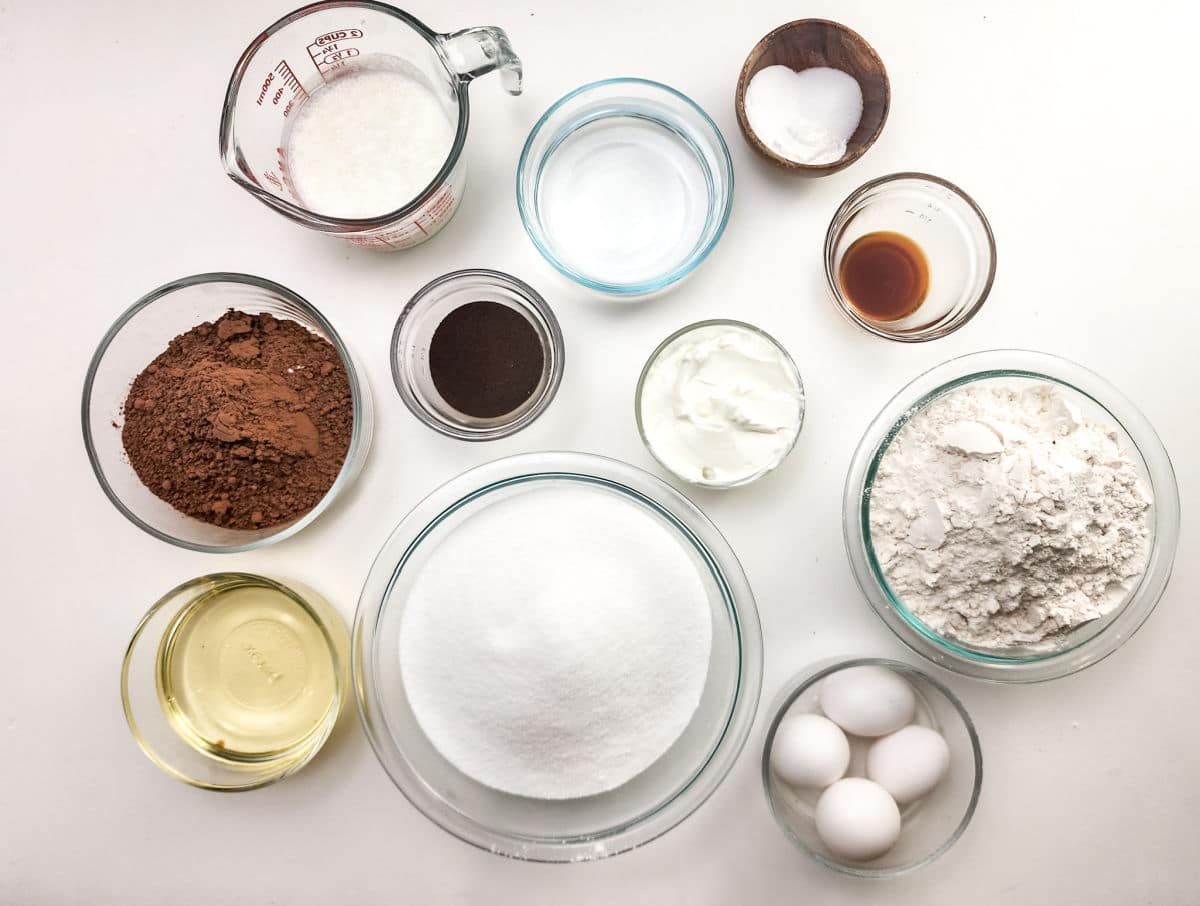 ingredients for chocolate cake