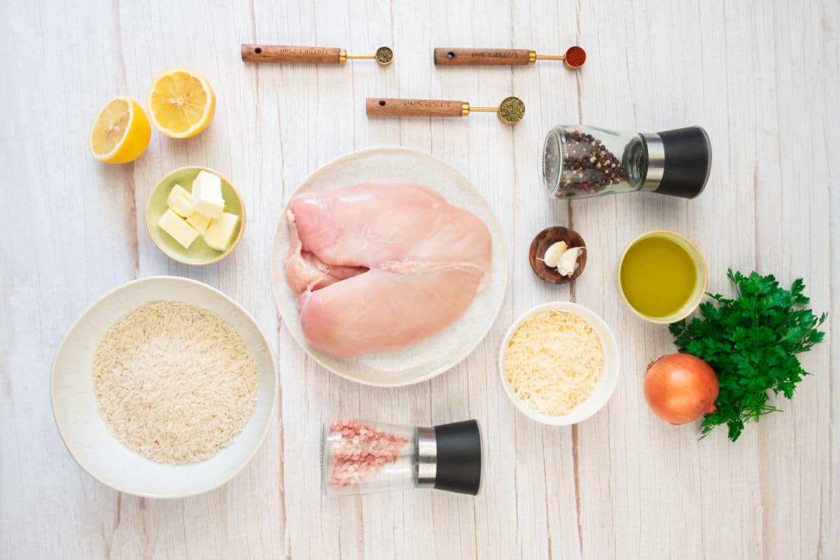 ingredients for Creamy Lemon Chicken and Rice Recipe
