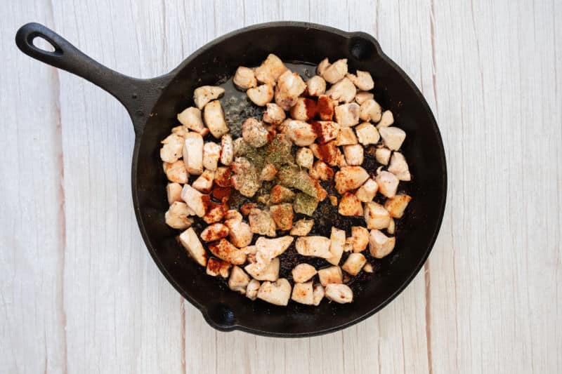 sauteing chicken in skillet