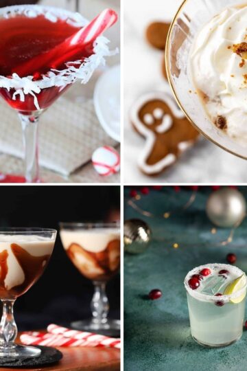 collage with 4 festive cocktails