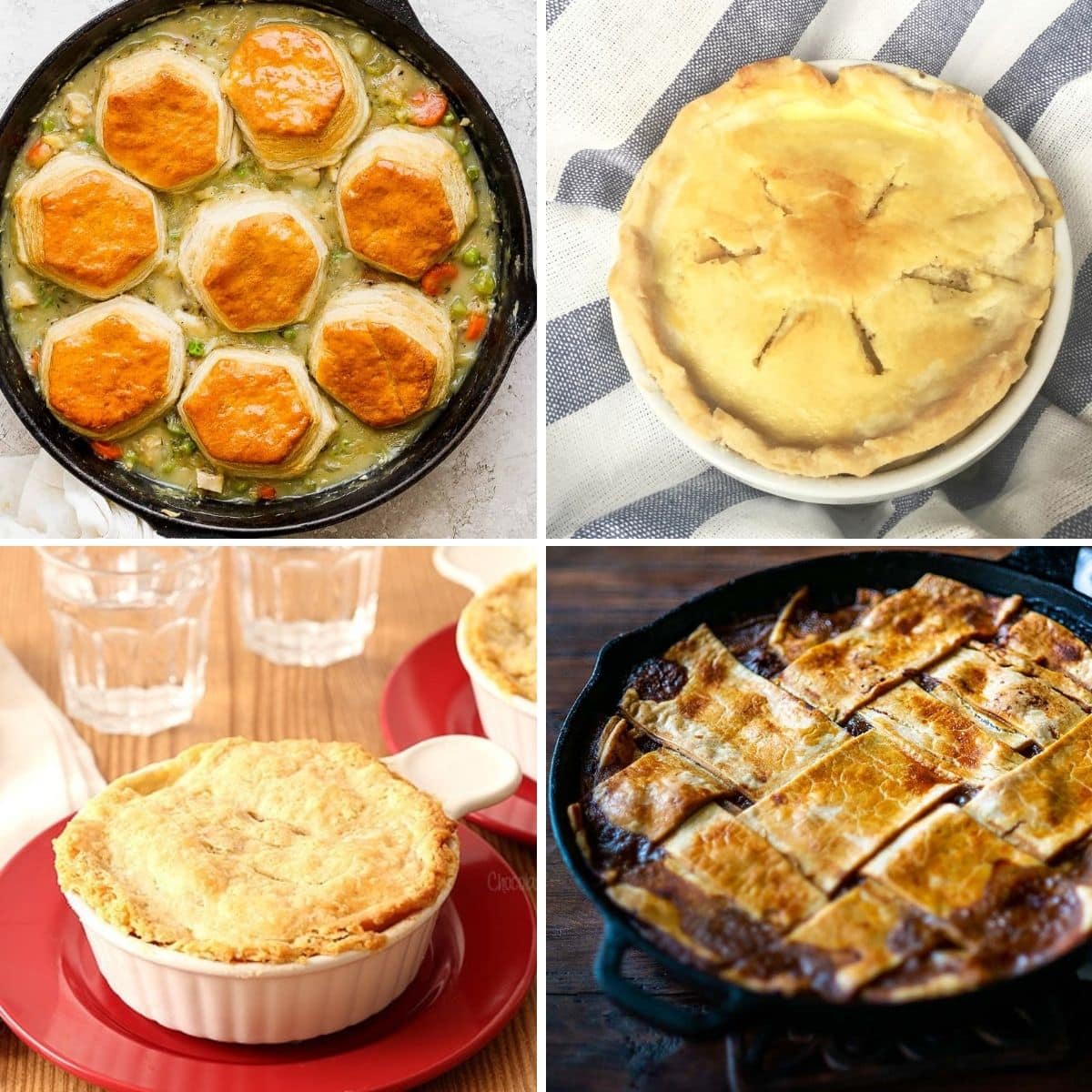 4 image collage pot pie recipes