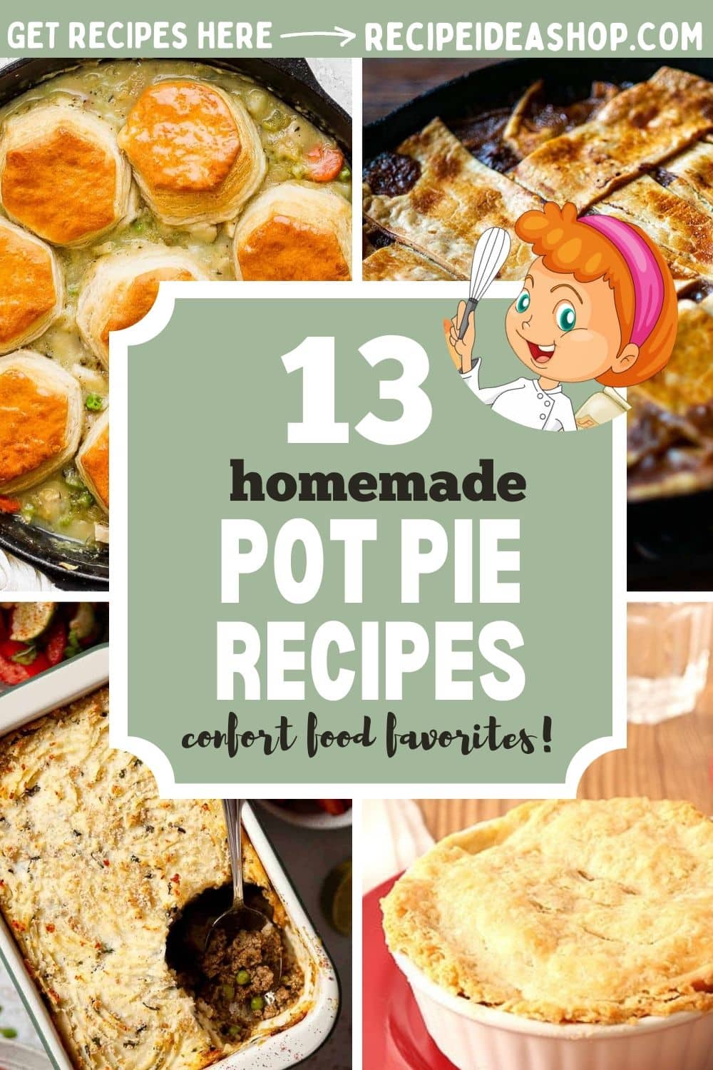 4 image collage pot pie recipes with text overlay