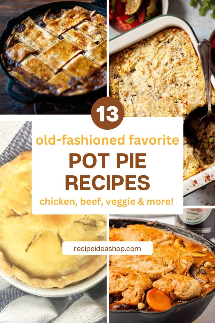 Vertical image collage with pot pie recipes