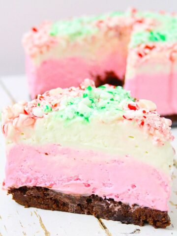 feature image with peppermint cheesecake