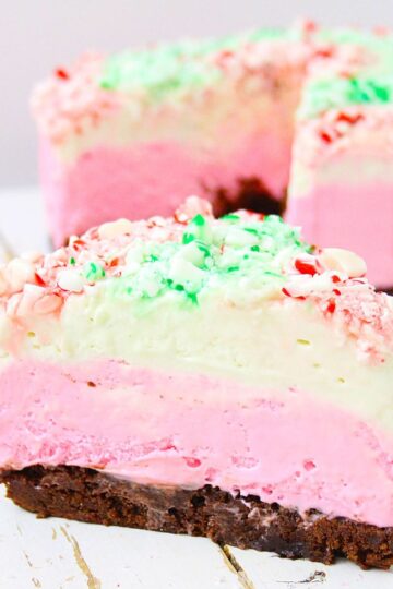 feature image with peppermint cheesecake
