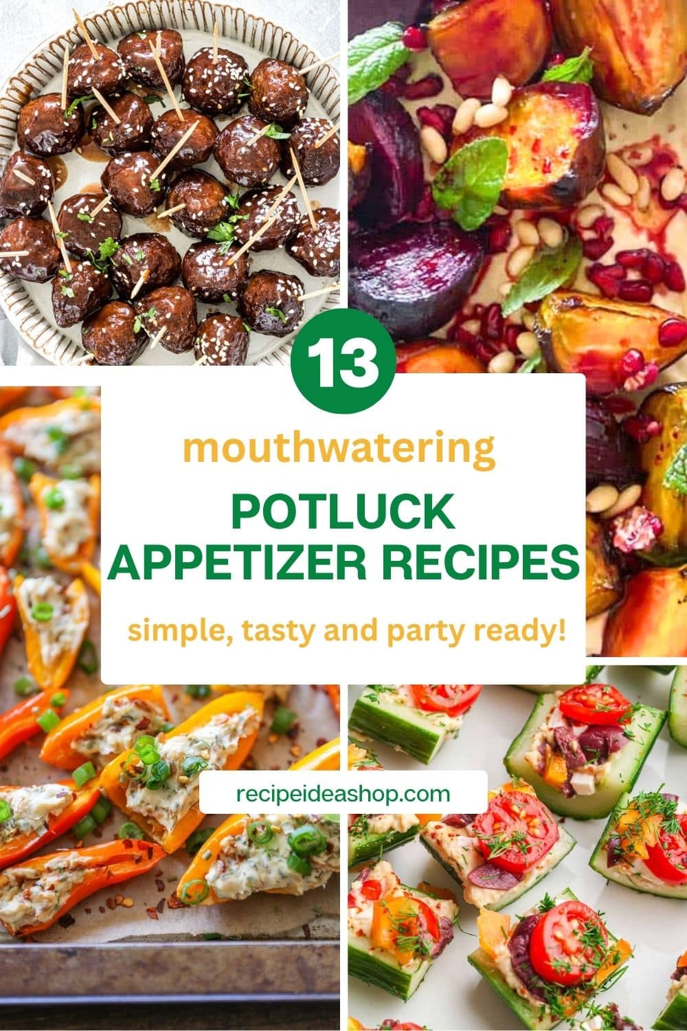 4 image vertical collage potluck appetizers