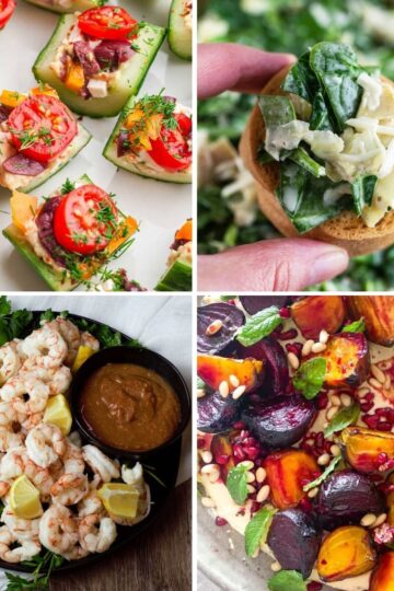 collage with 4 images potluck appetizers