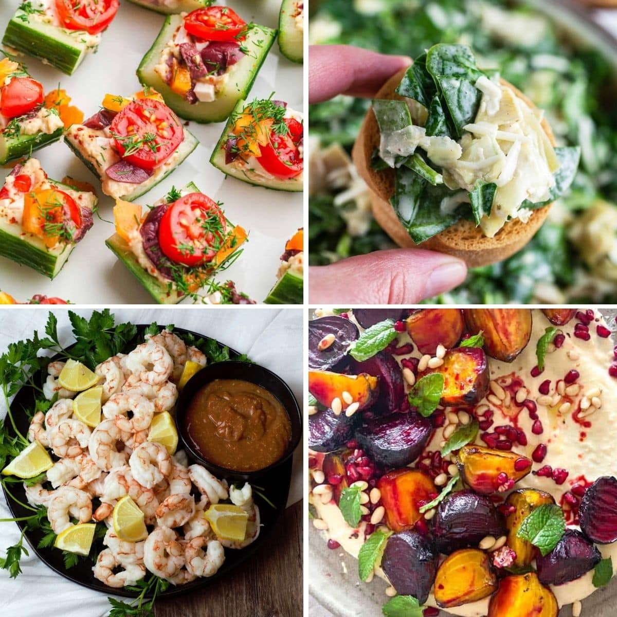 4 image collage Potluck appetizers