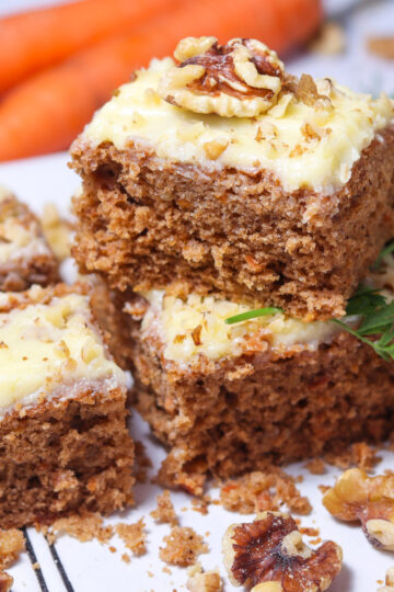 top view of sliced carrot cake