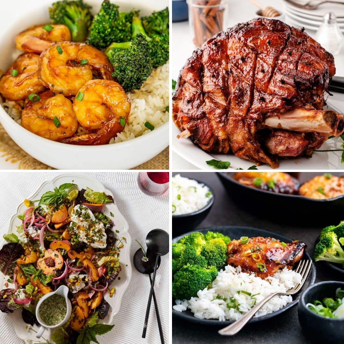 4 image collage Dishes with Honey