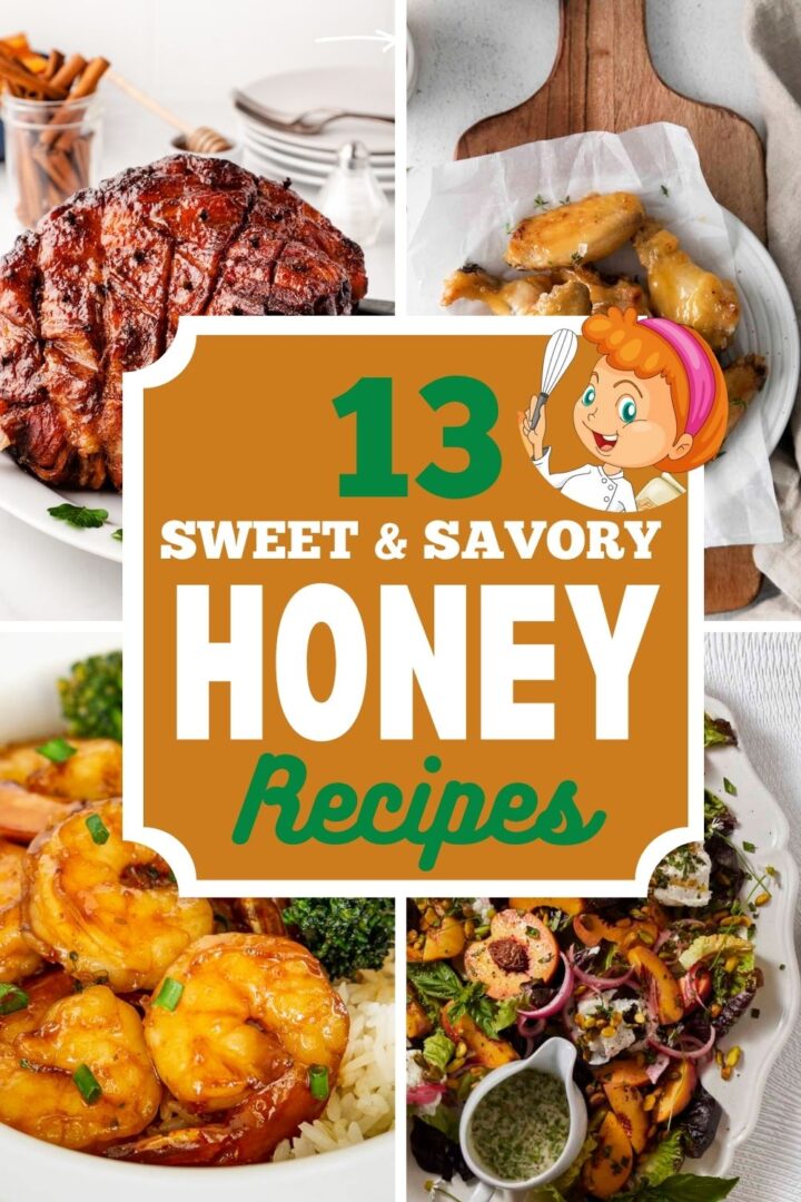 collage with 4 images with honey recipes