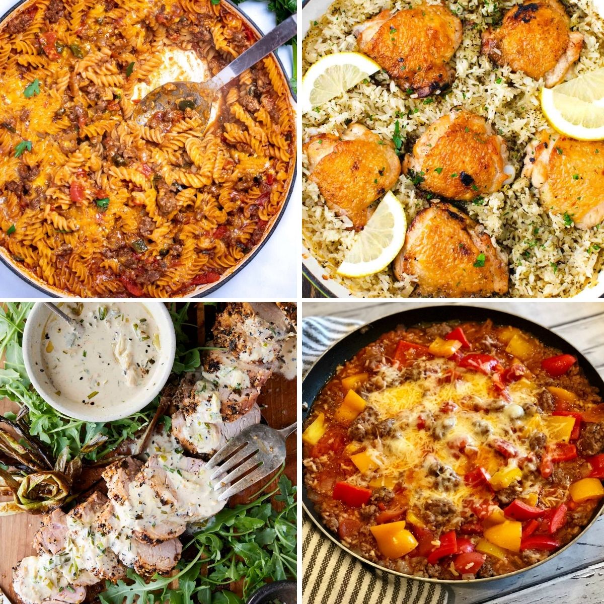 one dish dinners 4 image collage