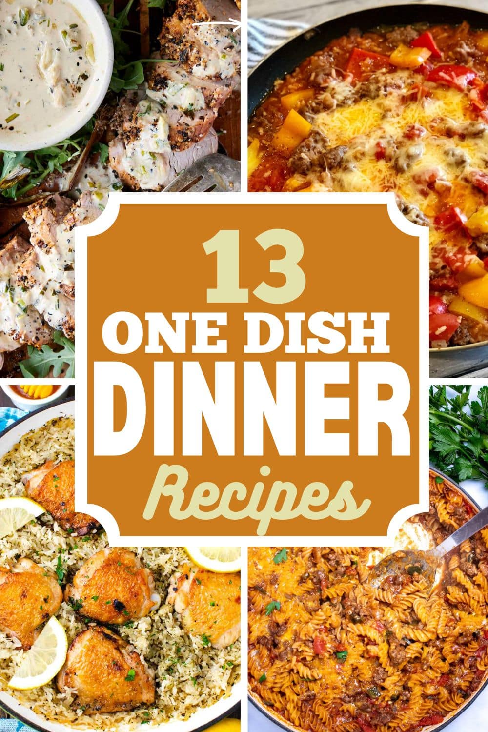 one dish dinners pin collage with text overlay